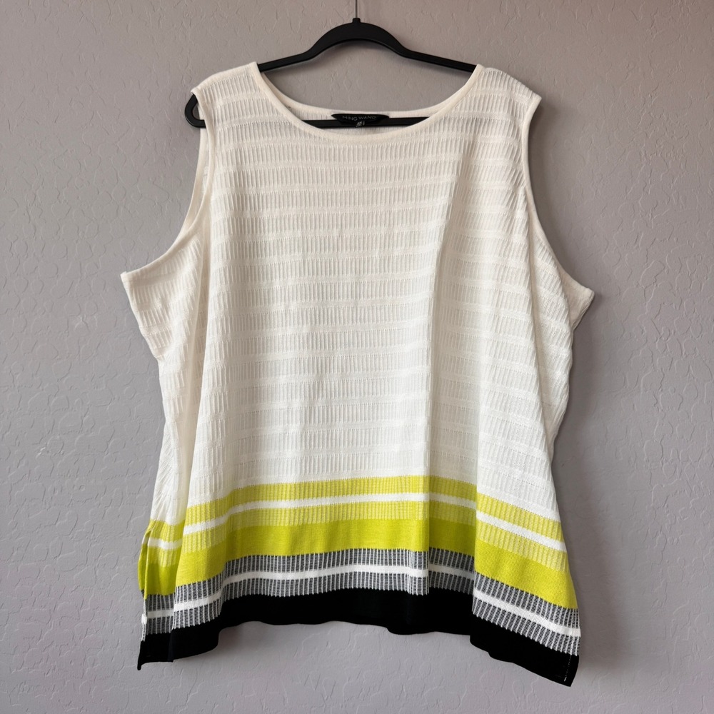Ming Wang Knit Tank Top Sleeveless‎ Striped Casual Comfy Plus Size 3X
